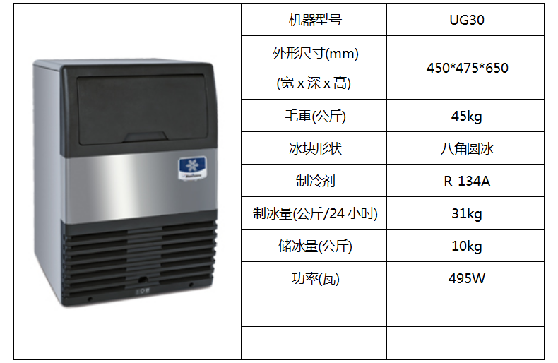 萬利多噴淋式柜臺(tái)制冰機(jī)UG30