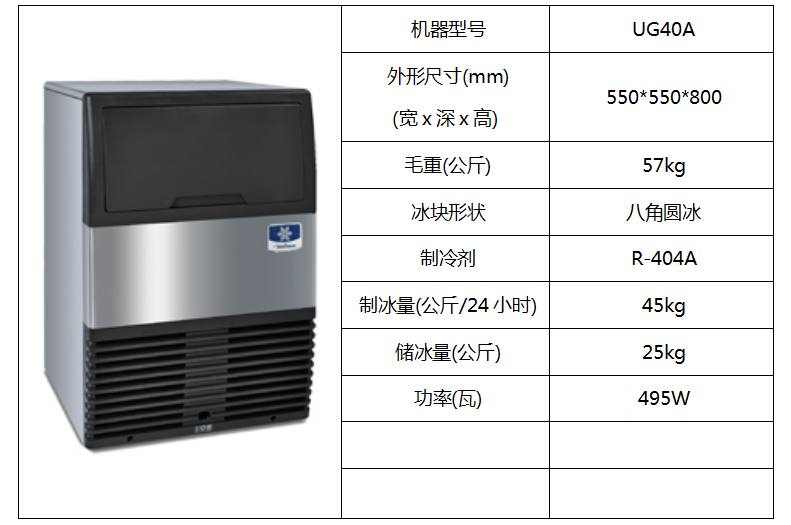 萬利多噴淋式柜臺(tái)制冰機(jī)UG40A